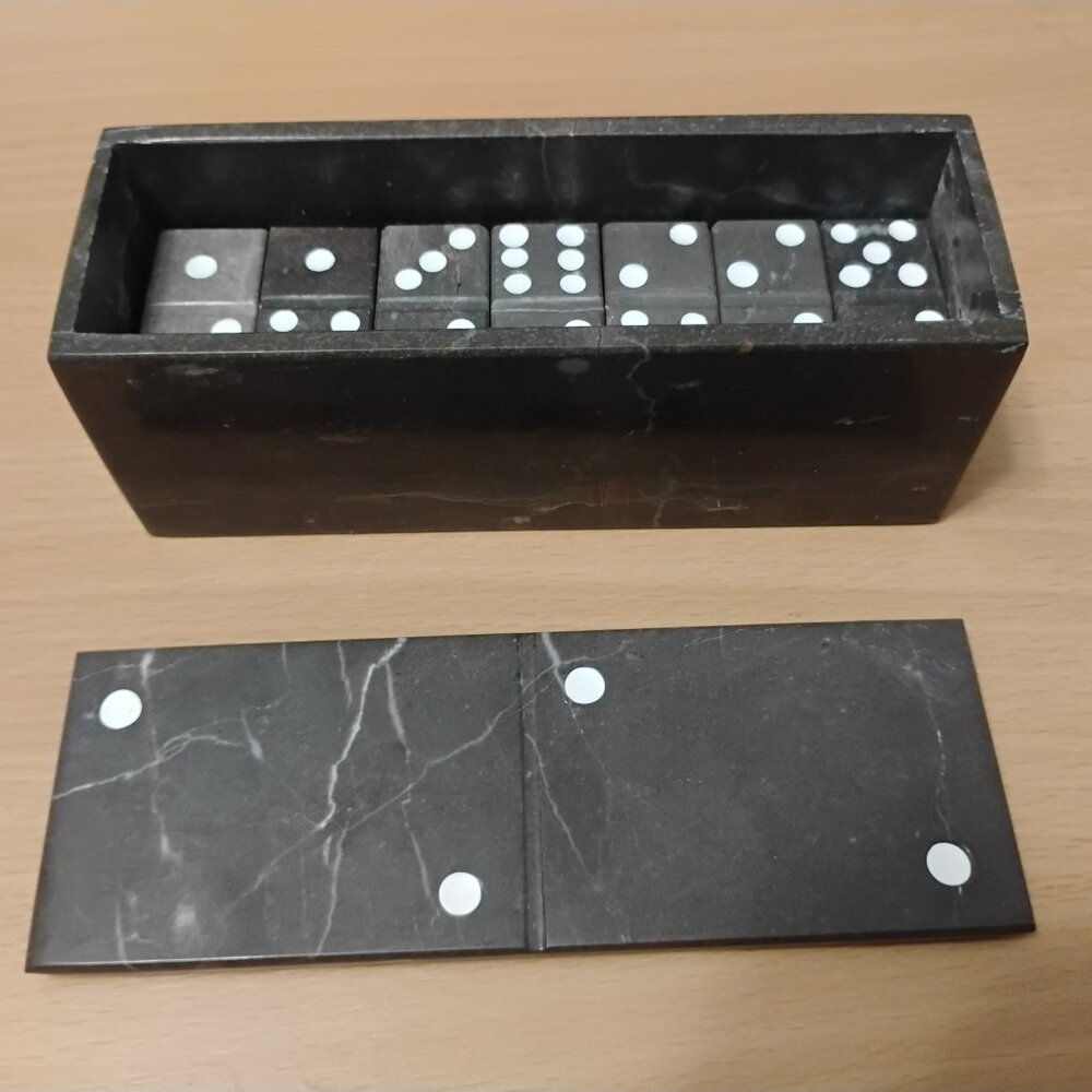 Luxury Onyx Domino Set – Handcrafted Elegance in Black Marble Handcrafted Mexico